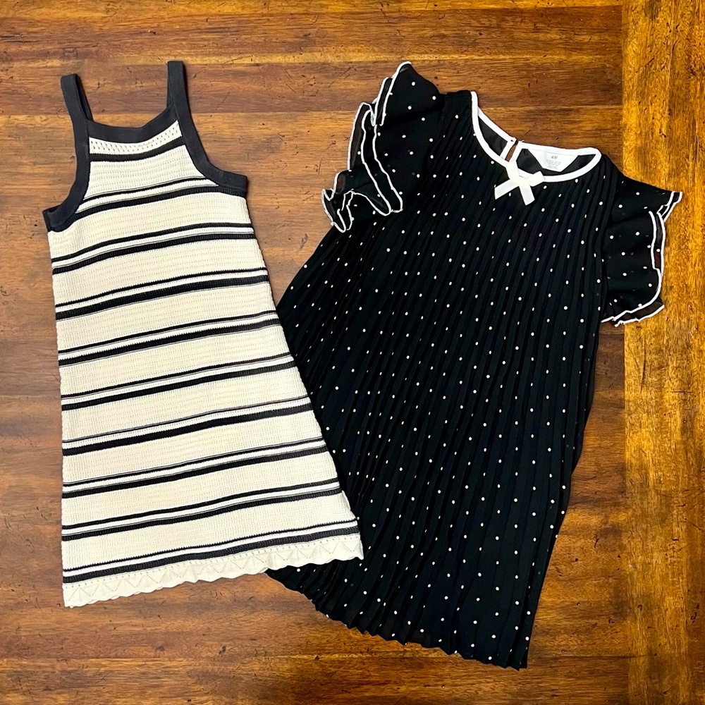 H&M Stylish Black and White Kids Dresses Sz 6x/7 VGUC
